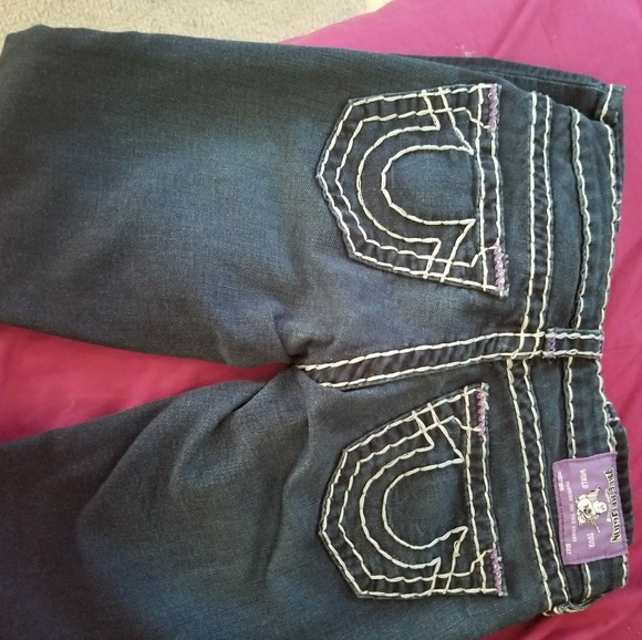 Region jeans blue jeans with purple outline thread - Picture 2 of 3